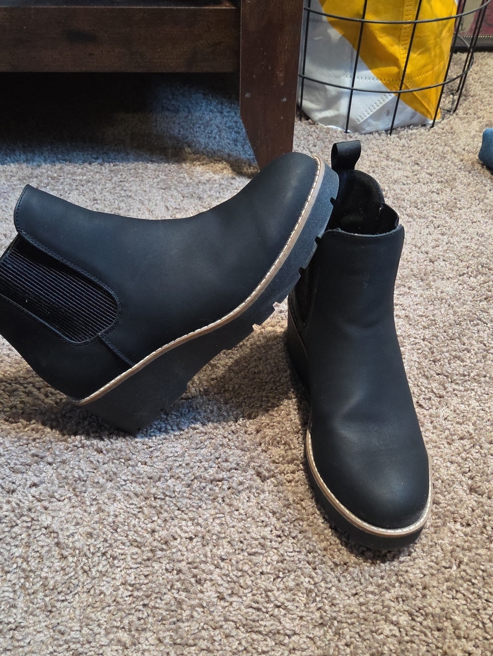 Women's Black Chelsea Wedge Ankle Booties